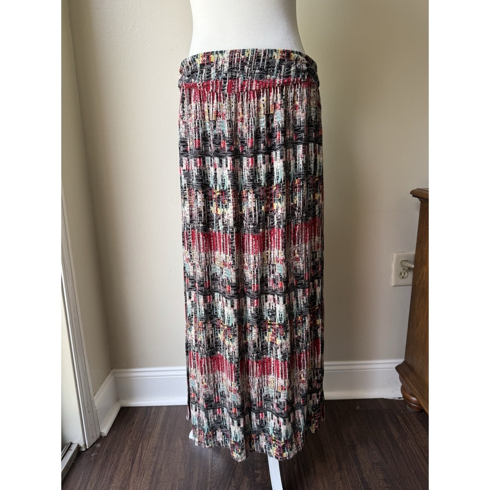 Women's Long Skirt Size M Mix Colored Elastic Waist Bohemian , Retro